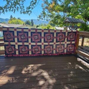 Vintage Ruffled Quilted Farmhouse QUEEN-SIZED Bedspread